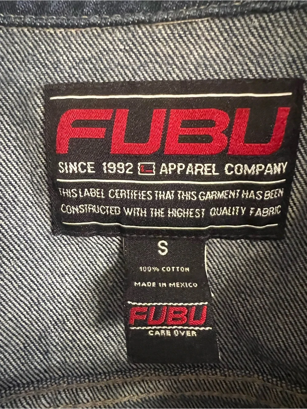 FUBU Kid’s Dark Blue Denim Jacket with Contrast Stitching